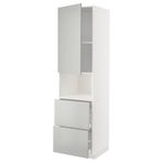 Mikrodalga fırın boy dolabı, HAVSTORP açık gri-koyu gri, 60x60x220 cm, 1 kapaklı, 2 çekmeceli ve 2 raflı