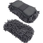 Mikrofiber Araba Yıkama Süngeri – Bir Yüzü Makarna, Diğer Yüzü Mop Bezi Gri 1 Adet - Standart