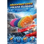Mikrofiber Araç Temizlik Eldiveni Çift Taraflı Yıkama Araba Motor Jant İç Temizlik Eldiveni Pembe