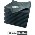 Mikrofiber Cam Bezi Genel Temizlik Bezi Mutfak Banyo Yüzey 12 Adet Antrasit 40X60CM