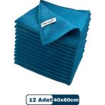 Mikrofiber Cam Bezi Genel Temizlik Bezi Mutfak Banyo Yüzey 12 Adet Mavi 40X60CM