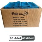 Mikrofiber Cam Bezi Genel Temizlik Bezi Mutfak Banyo Yüzey 60 Adet Mavi 40X60CM