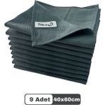 Mikrofiber Cam Bezi Genel Temizlik Bezi Mutfak Banyo Yüzey 9 Adet Antrasit 40X60CM
