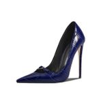 Mikrofiber dantel burunlu stiletto tokalı kadın ayakkabısı, süper yüksek topuk, parti, el yapımı pompalar, kadınlar için, büyük beden Zh1087s, Mavi, 41.5 EU