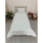 Mikrofiber Dokuma Kumaş Silikon Yorgan Tek Kişilik Pano Kapitone Dikimli Yumuşak ve Hafif - Beyaz - 155 x 215 cm