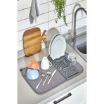 Mikrofiber Katlanabilir Bulaşık Kurutma Matı ve Tabaklık – Kaymaz Tabanlı, Hızlı Kuruyan, 37X38 cm