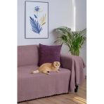 Mikrofiber Şönil Fitilli Minimalist Koltuk Örtüsü -175x300 cm Large, Çift Taraflı, Kaymaz, Terletmez Rose