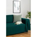 Mikrofiber Şönil Fitilli Minimalist Koltuk Örtüsü -175X300 Cm Large, Çift Taraflı, Kaymaz, Terletmez Zümrüt
