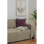 Mikrofiber Şönil Fitilli Minimalist Koltuk Örtüsü -175X350 Cm Xlarge, Çift Taraflı, Kaymaz, Terletmez Kapuçino