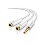 Mikrofon ve Kulaklık Ayırıcı 3.5 mm Y Kablo Beyaz