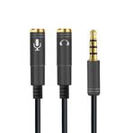 Mikrofon Ve Kulaklık Ayırıcı 3.5mm Y Kablo Siyah