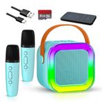 Mikrofonlu Çocuk Karaoke Makinesi - Taşınabilir Bluetooth Hoparlör, Ayarlanabilir Stand, Disko Işıkları, USB/TF Kart Uyumlu, Çocuklar için Eğlenceli Şarkı Söyleyen Oyuncak, Erkek ve Kız Çocuklar için