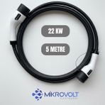 Mikrovolt Elektrikli Araç Şarj Kablosu 22kW (5 Metre)