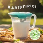 Mikserli Maxi Sürahi 2 L – Bpa Free, Ayran ve Tatlı Hamuru Karıştırıcı Hazne, Karıştırıcılı Sürahi - Mavi - 2 lt