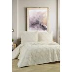 Mila Çift Kişilik Şönil Desenli 240X260 Cm Pike Takımı Krem