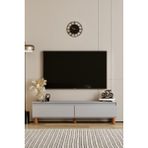 Mila Sis Gri Mdf 140 cm Tv Ünitesi-Raflı,kapaklı,ayaklı