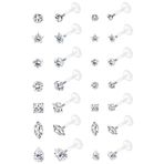Milacolato 14 çift 16 g ileri shelix kıkırdak tragus küpe Labret dudak iç dişli Monroe halka 8 mm dambıl piercing takı, Taş Kristal