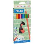 Milan 0722312 Üçgen Gövdeli Kuru Boya Kalemi - Dinazor Kutu (12'li)