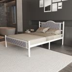 Milan Çift Kişilik Ferforje Metal Karyola - Gri - Beyaz - 140 x 200 cm