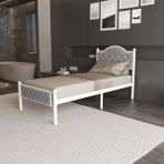 Milan Tek Kişilik Ferforje Karyola - Gri - Beyaz - 120 x 200 cm