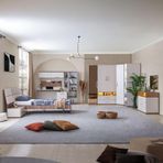 Milano Genç Odası -5 Kapaklı Aynalı Dolap, Karyola, Komodin, Çalışma Masası, Şifonyer, Kitaplık