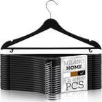 Milano Home 10'lu Ahşap Görünümlü Plastik Siyah Kıyafet Elbise Askısı Askılığı Gömlek Askısı Pantolon Askısı