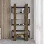 Milano Kitaplık – Modern Raflı Kütüphane, 160 Cm İstanbul Ceviz/Antrasit