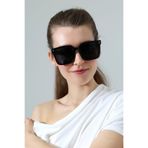 MİLANO KORS Kadın Kare Siyah Çerçeve Siyah Cam Metal Detay Güneş Gözlüğü