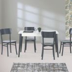 Milano Masa Ve Kapalı Kelebek Sandalye Takımı, Dikdörtgen, Beyaz Antrasit, 125X80
