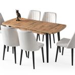 Milano Mdf Açılır Mutfak Masa 6 Lı Sandalyeli Takım 75*130Cm