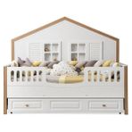 Milano Mia Montessori Yavrulu Karyola Bebek Montessori 90X190 cm - Ceviz - Beyaz - 100 x 100 cm