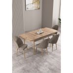 Milas Atlantik Çam 80X132 Mdf Açılabilir Mutfak Masası Takımı 4 Adet Sandalye - Cappucino