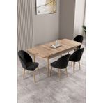 Milas Atlantik Çam 80X132 Mdf Açılabilir Mutfak Masası Takımı 4 Adet Sandalye - Siyah