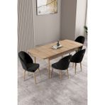 Milas Meşe Desen 80X132 Mdf Açılabilir Mutfak Masası Takımı 4 Adet Sandalye - Siyah