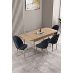 Milas Meşe Desen 80X132 Mdf Açılabilir Yemek Masası Takımı 4 Adet Sandalye - Antrasit