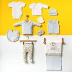 Milays Kız Bebek 0-3 Ay Çiçekli Tavşanlı 10LU Set %100 Organik Pamuk - Mint - 0 - 3 Ay