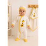 MİLAYS LİFE HOME COLLECTİON 0-3 AY ERKEK BEBEK ZÜRAFA NAKIŞLI BATTANİYELİ 5 Lİ HASTANE ÇIKIŞ ZIBIN SETİ
