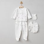 Milays Life Home Collection Milays Kids Gaye Kız Bebek Çiçek Desenli Yenidoğan 5li Zıbın Seti - 0 - 3 Ay - Ekru