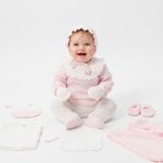 Milays Müslin Ponponlu Kız Bebek Yenidoğan %100 Pamuktan 10 Parça Hastane Çıkışı Zıbın Seti - Pembe - 0 - 3 Ay