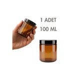 Milea 1 Adet Plastik Siyah Kapaklı İç Koruyuculu Amber Cam Mumluk Krem Kozmetik Dekoratif Kavanozu 100 ML