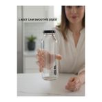 Milea 1 Adet Smoothie Şeffaf Meyve Suyu, Meşrubat, Limonata Şişesi Siyah Metal Kapaklı Boş Cam Şişe 250 ml