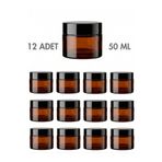 Milea 12 Adet Siyah Kapaklı Parlak Amber Cam Lip Sleeping Krem Kozmetik El Bakım Seyahat Kavanozu 50 ML