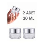 Milea 2 Adet Silver Parlak Kapaklı Şeffaf Dudak Cilt Bakımı Krem Kozmetik El Bakım Seyahat Cam Kavanozu 20 ML