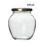 Milea 370 Ml Şeffaf Cam Yumurta Model Konserve Kavanozu Gold Metal Kapaklı