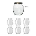 Milea 6 Adet 210 Ml Şeffaf Cam Yumurta Model Konserve Kavanozu Gold Metal Kapaklı