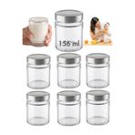 Milea 6 Adet Gümüş Metal Derin Kapaklı Şeffaf Cam Bebek Mama Kabı Mumluk Reçel Kavanozu 156 ml