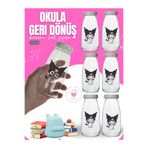 Milea 6 Adet KUROMİ Suya Dayanıklı Etiketli Damlatmaz Kapaklı Sağlıklı Cam Süt Meşrubat Su Şişesi Suluk