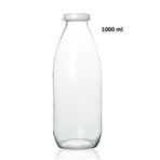 Milea Sızdırmaz Kapaklı Şeffaf Cam Süt Ayran Limonata Meşrubat Şişesi 1000 Ml