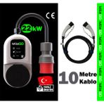 Milego 22kW 11kW Şarj İstasyonu 10 Metre Kablolu Set Taşınabilir Elektrikli Araç Şarj Cihazı Ce Sertifikalı Tip 2 16A/32A