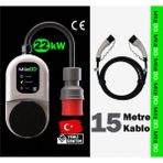 Milego 22KW 11KW Şarj Istasyonu 15 Metre Kablolu Set Taşınabilir Elektrikli Araç Şarj Cihazı Ce Sertifikalı Tip 2 16A/32A